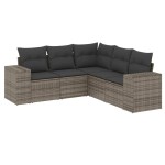 vidaXL Set canapea de grădină cu perne, 5 piese, gri, poliratan vidaXL Set canapea de grădină cu perne, 5 piese, gri, poliratan