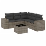 vidaXL Set mobilier grădină cu perne, 6 piese, gri, poliratan