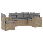vidaXL Set canapele de grădină cu perne, 5 piese, bej, poliratan vidaXL Set canapele de grădină cu perne, 5 piese, bej, poliratan