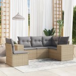 vidaXL Set canapele de grădină cu perne, 5 piese, bej, poliratan vidaXL Set canapele de grădină cu perne, 5 piese, bej, poliratan
