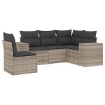 vidaXL Set canapele de grădină cu perne, 5 piese gri deschis poliratan