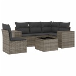 vidaXL Set mobilier grădină cu perne, 6 piese, gri, poliratan vidaXL Set mobilier grădină cu perne, 6 piese, gri, poliratan