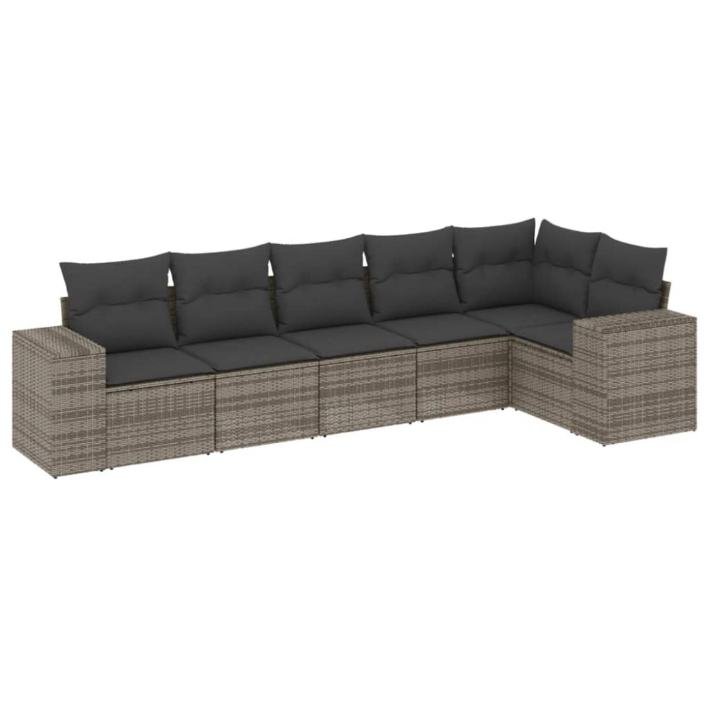 vidaXL Set mobilier grădină cu perne, 6 piese, gri, poliratan