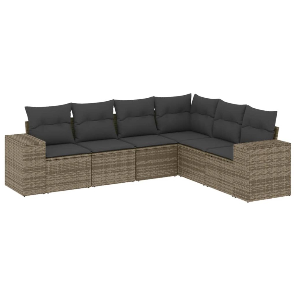 vidaXL Set mobilier grădină cu perne, 6 piese, gri, poliratan