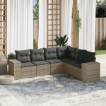 vidaXL Set mobilier grădină cu perne, 6 piese, gri, poliratan vidaXL Set mobilier grădină cu perne, 6 piese, gri, poliratan