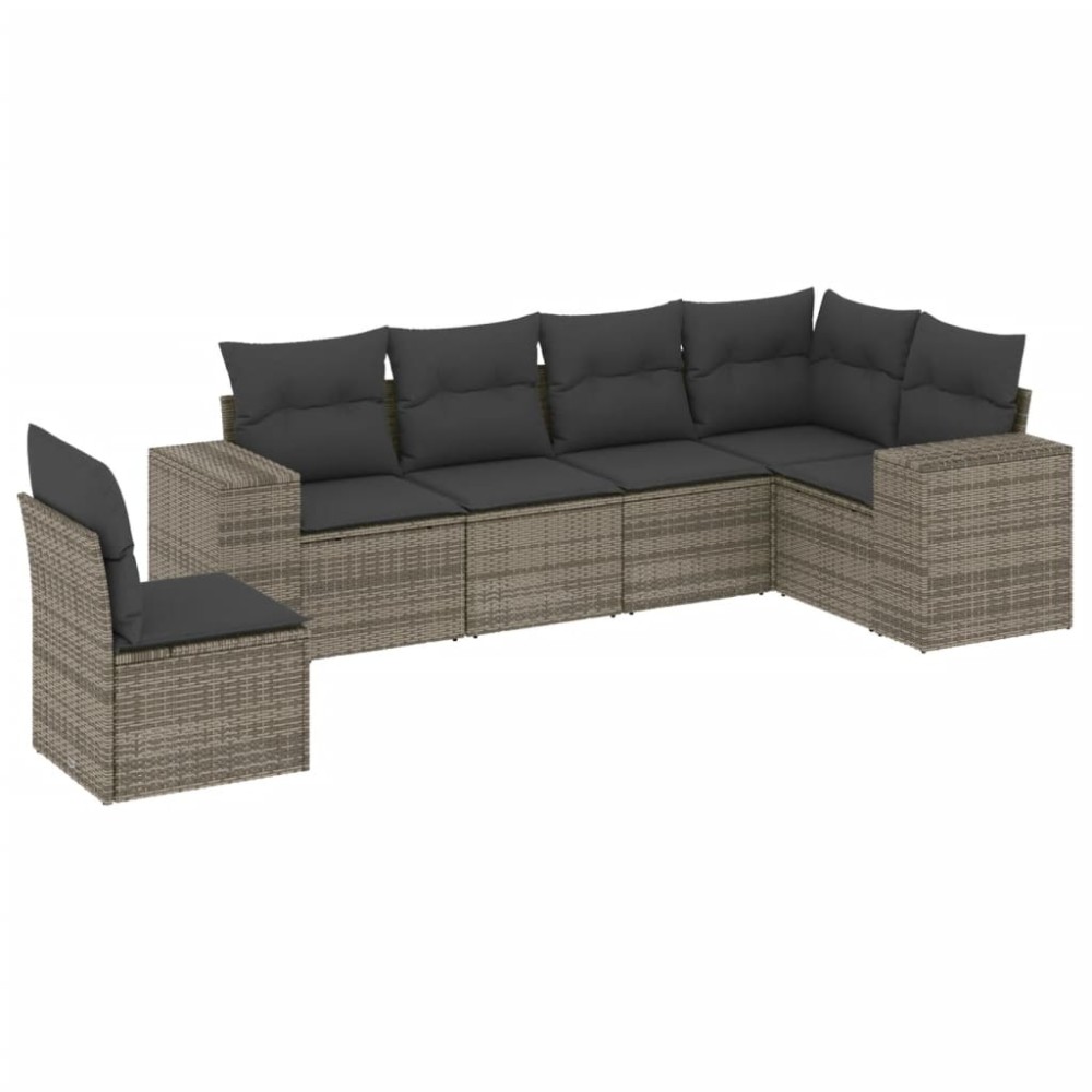 vidaXL Set mobilier grădină cu perne, 6 piese, gri, poliratan