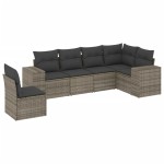 vidaXL Set mobilier grădină cu perne, 6 piese, gri, poliratan