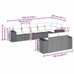 vidaXL Set mobilier de grădină cu perne, 8 piese gri deschis poliratan