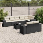 vidaXL Set mobilier de grădină cu perne, 9 piese, negru, poliratan vidaXL Set mobilier de grădină cu perne, 9 piese, negru, poliratan