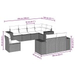 vidaXL Set mobilier de grădină cu perne, 8 piese, negru, poliratan
