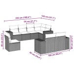 vidaXL Set mobilier de grădină cu perne, 8 piese gri deschis poliratan