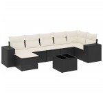 vidaXL Set mobilier de grădină cu perne, 8 piese, negru, poliratan vidaXL Set mobilier de grădină cu perne, 8 piese, negru, poliratan