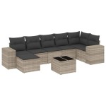 vidaXL Set mobilier de grădină cu perne, 8 piese gri deschis poliratan