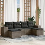 vidaXL Set mobilier grădină cu perne, 6 piese, gri, poliratan vidaXL Set mobilier grădină cu perne, 6 piese, gri, poliratan