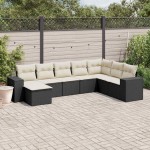 vidaXL Set mobilier de grădină cu perne, 8 piese, negru, poliratan vidaXL Set mobilier de grădină cu perne, 8 piese, negru, poliratan