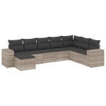 vidaXL Set mobilier de grădină cu perne, 8 piese gri deschis poliratan