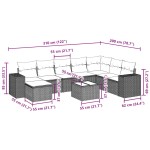 vidaXL Set mobilier de grădină cu perne, 9 piese, negru, poliratan