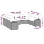 vidaXL Set mobilier de grădină cu perne, 9 piese, negru, poliratan