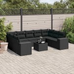 vidaXL Set canapele de grădină cu perne, 10 piese, negru, poliratan vidaXL Set canapele de grădină cu perne, 10 piese, negru, poliratan