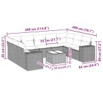 vidaXL Set canapele de grădină cu perne, 10 piese, negru, poliratan