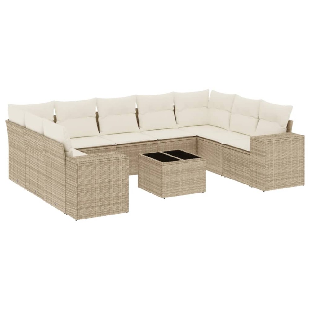 vidaXL Set canapele de grădină cu perne, 10 piese, bej, poliratan
