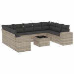 vidaXL Set canapele de grădină cu perne 10 piese gri deschis poliratan vidaXL Set canapele de grădină cu perne 10 piese gri deschis poliratan