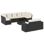 vidaXL Set canapele de grădină cu perne, 10 piese, negru, poliratan