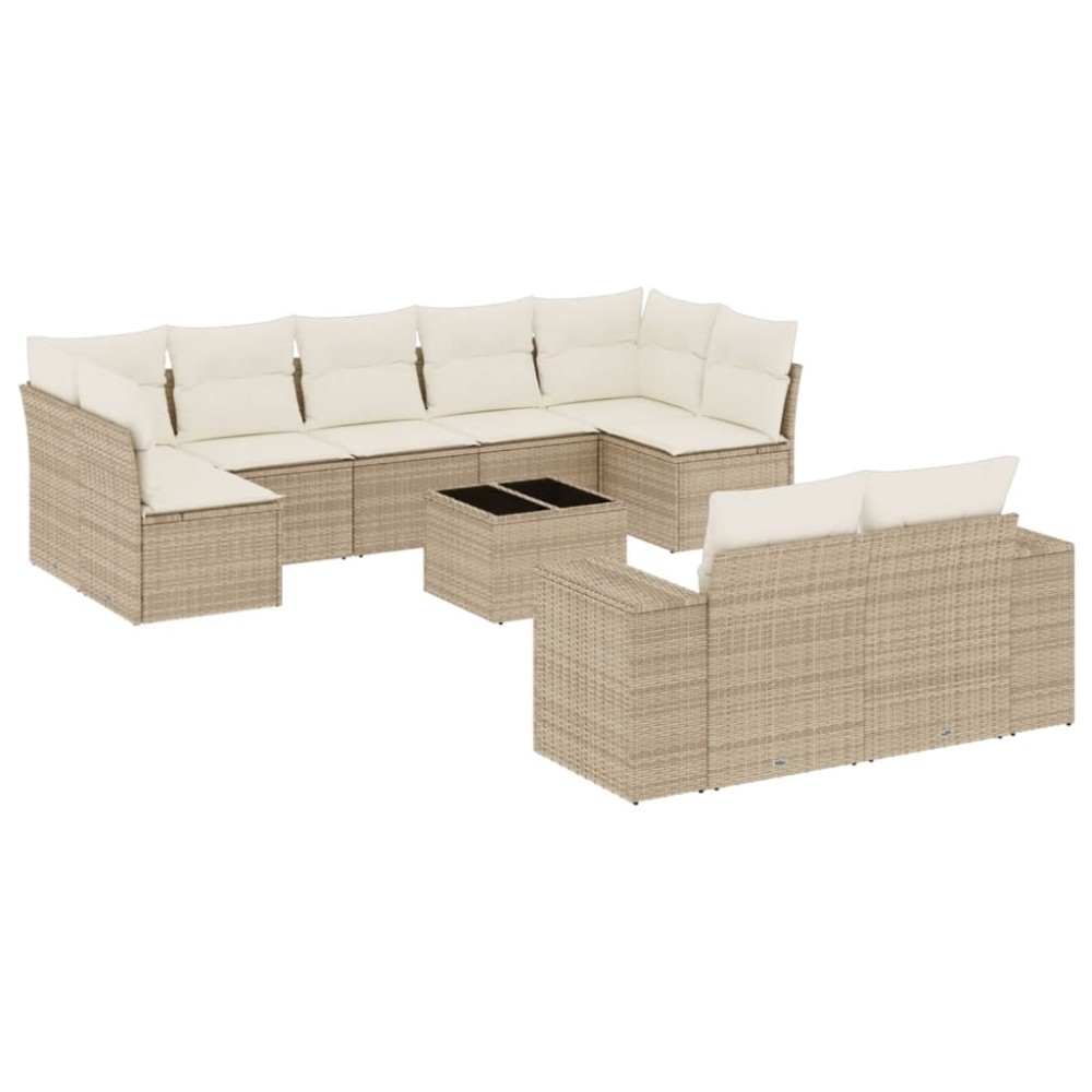 vidaXL Set canapele de grădină cu perne, 10 piese, bej, poliratan