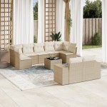 vidaXL Set canapele de grădină cu perne, 10 piese, bej, poliratan