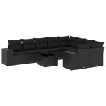 vidaXL Set canapele de grădină cu perne, 10 piese, negru, poliratan