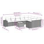 vidaXL Set canapele de grădină cu perne, 10 piese, negru, poliratan