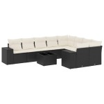 vidaXL Set canapele de grădină cu perne, 10 piese, negru, poliratan