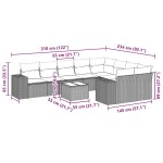 vidaXL Set canapele de grădină cu perne, 10 piese, negru, poliratan