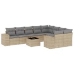 vidaXL Set canapele de grădină cu perne, 10 piese, bej, poliratan