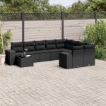 vidaXL Set canapele de grădină cu perne, 10 piese, negru, poliratan vidaXL Set canapele de grădină cu perne, 10 piese, negru, poliratan
