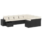 vidaXL Set canapele de grădină cu perne, 10 piese, negru, poliratan