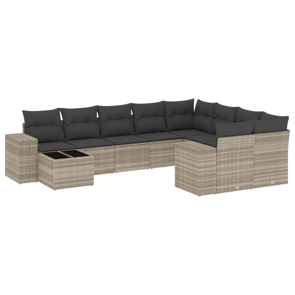 vidaXL Set canapele de grădină cu perne 10 piese gri deschis poliratan