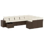 vidaXL Set canapele de grădină cu perne, 10 piese, maro, poliratan