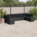 vidaXL Set canapele de grădină cu perne, 10 piese, negru, poliratan vidaXL Set canapele de grădină cu perne, 10 piese, negru, poliratan