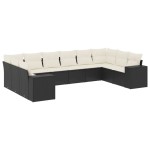 vidaXL Set canapele de grădină cu perne, 10 piese, negru, poliratan