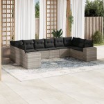vidaXL Set canapele de grădină cu perne 10 piese gri deschis poliratan vidaXL Set canapele de grădină cu perne 10 piese gri deschis poliratan
