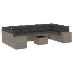 vidaXL Set canapele de grădină cu perne, 11 piese, gri, poliratan vidaXL Set canapele de grădină cu perne, 11 piese, gri, poliratan