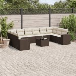 vidaXL Set canapele de grădină cu perne, 11 piese, maro, poliratan vidaXL Set canapele de grădină cu perne, 11 piese, maro, poliratan
