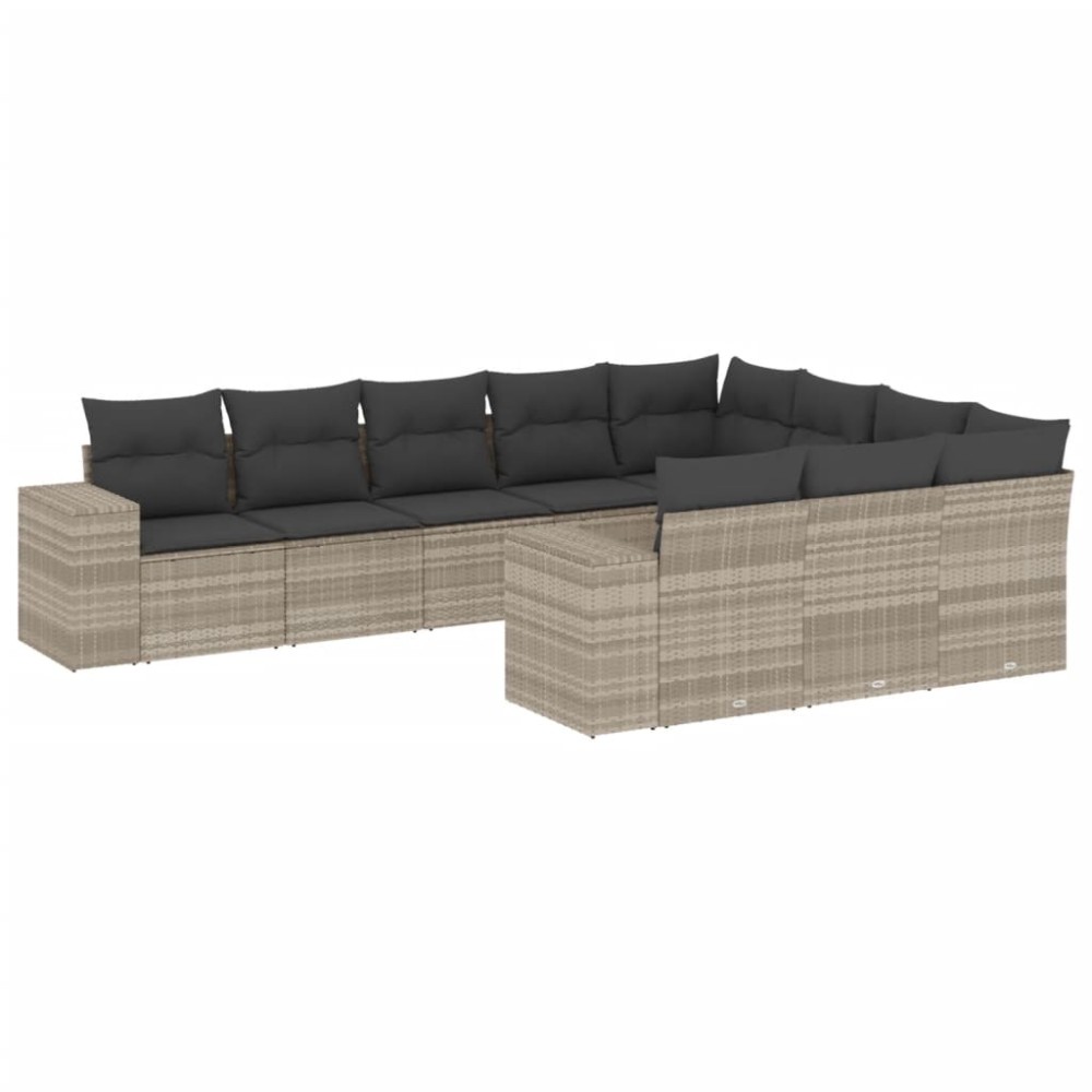 vidaXL Set canapele de grădină cu perne 10 piese gri deschis poliratan