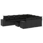 vidaXL Set canapele de grădină cu perne, 11 piese, negru, poliratan vidaXL Set canapele de grădină cu perne, 11 piese, negru, poliratan