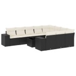 vidaXL Set canapele de grădină cu perne, 11 piese, negru, poliratan vidaXL Set canapele de grădină cu perne, 11 piese, negru, poliratan