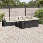 vidaXL Set canapele de grădină cu perne, 11 piese, negru, poliratan vidaXL Set canapele de grădină cu perne, 11 piese, negru, poliratan