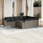 vidaXL Set canapele de grădină cu perne, 11 piese, gri, poliratan vidaXL Set canapele de grădină cu perne, 11 piese, gri, poliratan