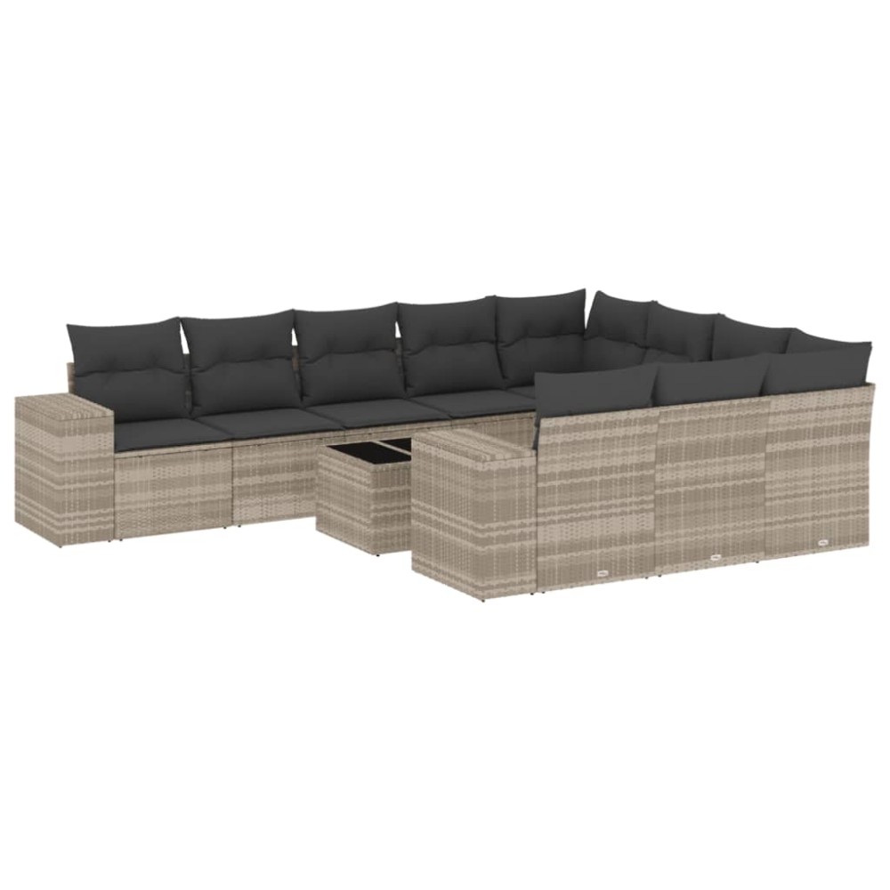 vidaXL Set canapele de grădină cu perne, 11 piese, gri, poliratan