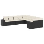 vidaXL Set canapele de grădină cu perne, 10 piese, negru, poliratan